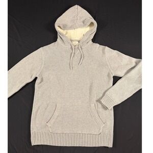 Hope & Henry Mens Gray 100% Organic Cotton Knit Hoodie Sweater Size Medium